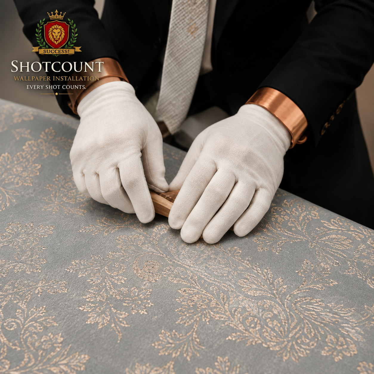 Installer measuring wallpaper